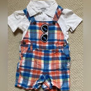 WonderKidsbaby boy 24 month two piece set overall shorts and polo teeshirt.